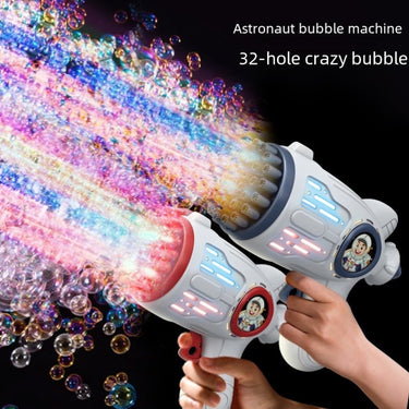 Electric Space Bubble Gun – 32-Hole Light-Up Blaster for Kids’ Fun